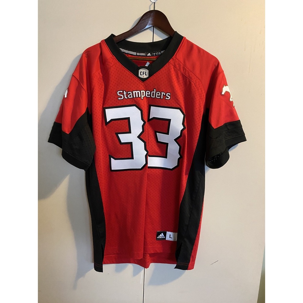 Jerome Messam Calgary Stampeders Multi Player Autographed CFL Adidas Jersey M